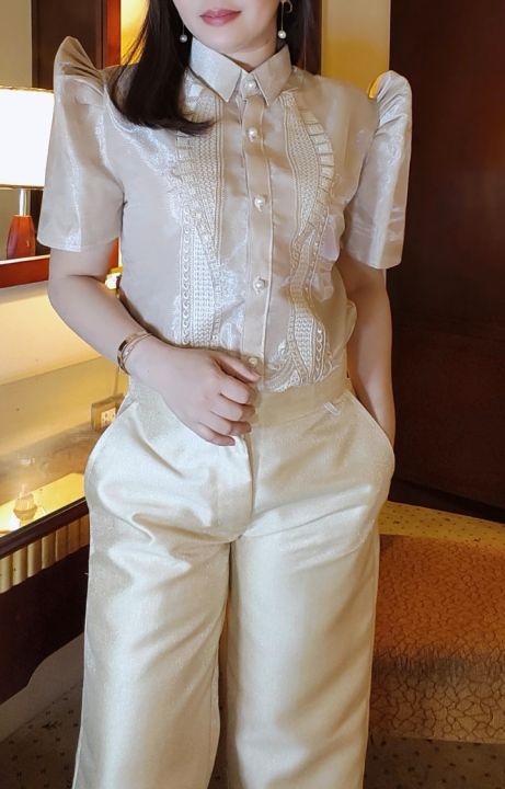 MODERN FILIPINIANA MESTIZA BARONG AND PANTS FOR WOMEN (INDIVIDUAL