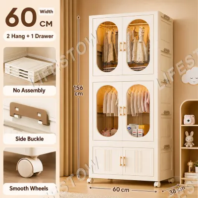 LifeStow Foldable Wardrobe Organizer with Wheels Mobile Storage Cabinet For Clothes Durabox With Wheels Storage Cabinet Babys Clothes
