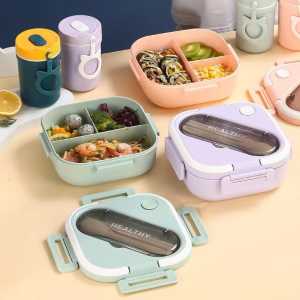 Lunch Box Kotak Bekal 3 Sekat Terbaru SENSEI 919 Kapasitas 1300ml Free Sendok Garpu 919 BPA free