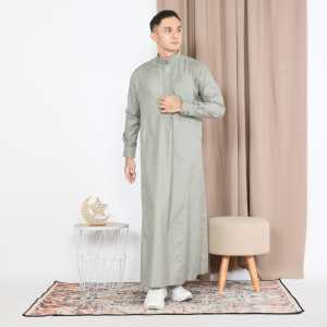 Jubah Gamis Pria Premium Model Slimfit Lengan panjang manset Aplikasi Ukuran Pas Mewah dan eleghan Kancing Infor
