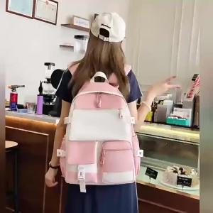 กระเป๋าเป้สะพายหลังป้องกันกระดูกสันหลังความจุขนาดใหญ่แมทช์ลุคง่ายสำหรับเด็กผู้หญิงแบบใหม่น่ารักเด็กประถมมัธยมต้นชาย