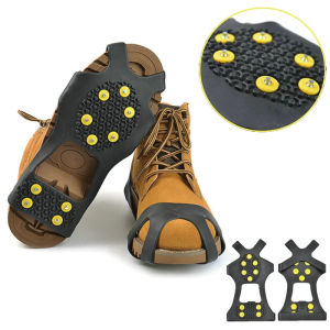1 Pair S-XL 10 Studs Anti-Skid Snow Ice Climbing Shoe Spikes Ice Grips Cleats Crampons Winter Climbing Anti Slip Shoes Cover