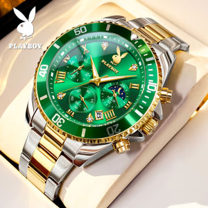 PLAYBOY watch for men original waterproof fashion diamond dial luminous calendar chronograph diving bezel men watches