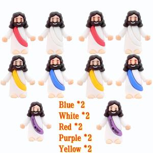 10 Pcs Mini Jesus Figures Jesus Loves You Christ Toys Little Christ Figures to Hide and Seek Sunday School Religious Party Favors Gift(Multicolor)