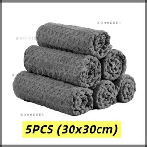 OHHDEER  5PCS Waffle Texture Kitchen Cleaning Cloth Soft Microfiber Towel Strong Absorption Dish Rag