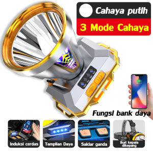 30 hari tanpa pengisian daya 1999000mah 300Watt senter kepala led cas tahan Senter Berkemah Headlamp Outdoor Senter Kepala Senter Super Terang Kepala Senter Kepala Super Terang Led SENTER KEPALA darurat stong light Headlamp berkemah