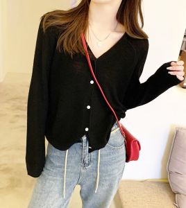Stella Fashion Summer Sunscreen Outer Korean Style Womens Cover Fat Thin Top Long Sleeve Cardigan Knitted Blouse