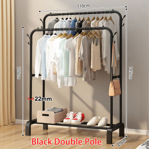 Clothing Garment Rack Single /Double Pole Hanging Rack With Branches Laundry Drying Racks Shoe Hat Storage