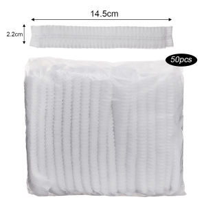 หมวกเชฟทำงานผ้าใยสังเคราะห์แบบใช้แล้วทิ้ง50ชิ้นหมวกความงามอเนกประสงค์หมวกกันฝุ่นยืดหยุ่นระบายอากาศได้ดีหมวกประกอบอาหารผมร่วงอุปกรณ์ครัวอเนกประสงค์สำหรับผู้ชายผู้หญิง