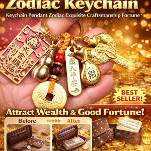 12 Chinese Zodiac Gold Keychain Birth Year Lucky Charm Pendant Heaven Officials Blessing Attract Wealth and Treasures