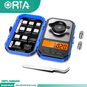ORIA Digital Milligram Scale 0.006g-50g High Accurate Professional Digital Mini Scale 0.001g Precision Pocket Scale 20g calibration weight Electronic Smart Scale 6 Units LCD Backlit Display Tare Auto Off Stainless Steel(Ready Stock)