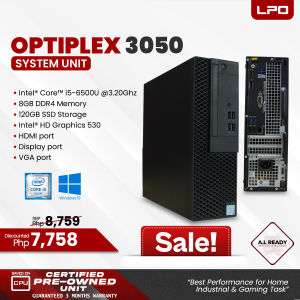 LPO Dell Optiplex 3050 Intel Core i5-6500U 3.20Ghz 8GB DDR4 120GB SSD Intel HD Graphics 530