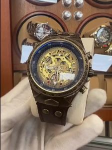 2025Jam tangan lelaki vintaj jam tangan mekanikal automatik kalis air perniagaan tali kulit jam tangan bergaya lelaki W001009/08