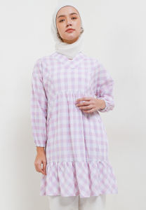 MFMW Astrid Tunik Putih Motif Kotak