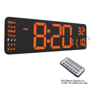 Jam Dinding Alarm Clock LED Digital 6629 Orange Light with Remote