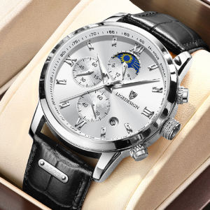 LIGE 2021 Casual watches men Fashion Brand Waterproof Original Quartz Leather Calendar Chronograph Business watch for men