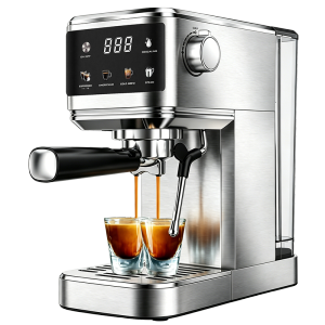 Lahome Smart Espresso Coffee Maker Machine Digital Touchscreen 20 Bar Cold / Hot Espresso Coffee Maker with Milk Frother Steam Wand Rich Crema Auto Descaling Italy Water Pump