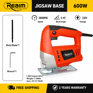 REAIM 600W Electric Jigsaw Variable-Speed Wood Cutting Machine for Wood Metal Plastic DIY and Home Repair