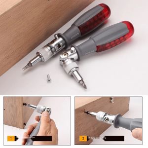Tua vít vạn năng trợ lực xoay 180 độ bộ 10 đầu vít từ tính chống gỉ sét