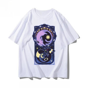 2025 New Pokémon Umbreon/Espeon Hand-painted Japanese T-shirt for Men and Women Summer New Harajuku Loose Casual Short-sleeved Top