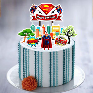 Topper cake Superman hiasan kue ulang tahun happy birthday