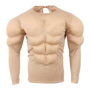 SHUNAICHI Cosplay Fake Muscle Shirt body suits Chest Pads Costumes for Men Halloween Party Set Sponge Abdomen Strong Abs Vest Corset Tops