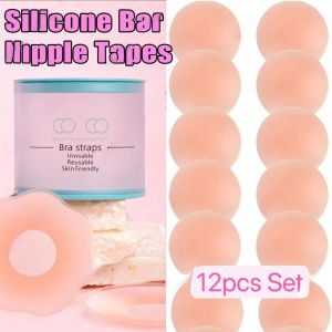 12pcs Nipple Tape with Box Reusable Adhesive Invisible Pasties Silicone Nipple Cover Pad Bra