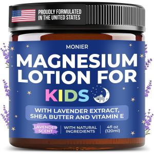MONIER Magnesium Lotion for Kids - Relaxing Magnesium Cream with Lavender    with Lavender Shea Butter Aloe Vera 100% Natural Ingredients (4 Oz Unscented)