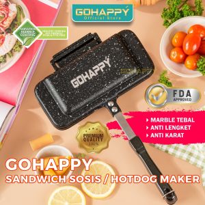 WAJAN Cetakan Roti Sandwich SOSIS / HOTDOG MAKER Panci teflon marble Anti lengket dua sisi - handle tahan panas Terbagus
