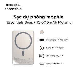Sạc dự phòng mophie Essentials Snap+ powerstation 10000mAh - Bảo hành 2 năm 1 đổi 1 - Hàng chính hãng