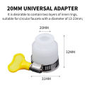 Universal Faucet Adapter with Spanner Garden Shower Sink Hose Quick Connector Home Washing Machine Faucet Coupling 20mm. 