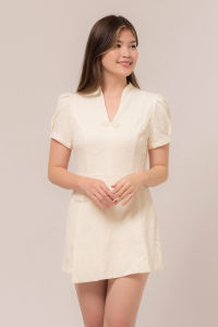 RIMINI - Romper Wanita Pendek Textured Cheongsam Berlengan Size XS-XL - Laetitia Romper 5300