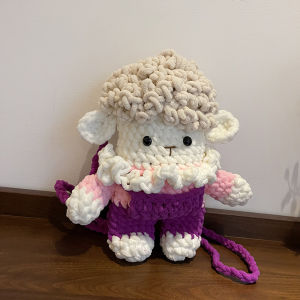 \nPlush cartoon doll shoulder bag cute lamb mobile phone bag perfect gift for girls new-style knitted bag