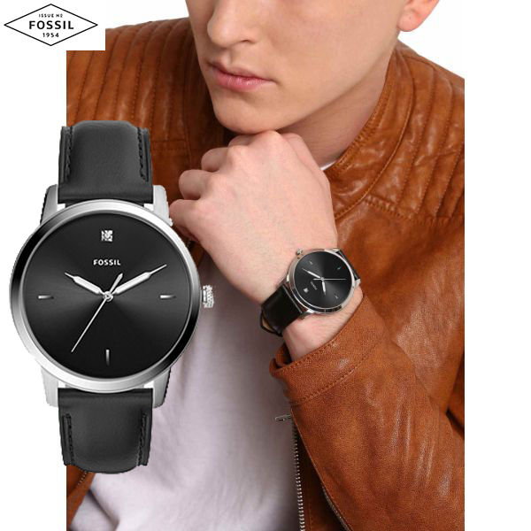 Real Photo Original Fossil Men s The Minimalist Carbon Series Three Hand Black Leather FS5497 Jam Tangan Lelaki Lazada