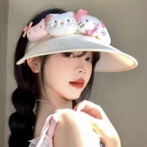 ER52858 Anime Kitty Doll Sun Hat Empty Top Cap Y2k Women Sunshade Hats Cartoon Outdoor Sports Sun Protection Hat Female