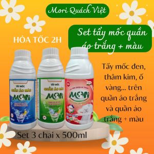 set tẩy mốc tẩy ố tẩy thâm kim trên quần áo trắng và quần áo màu mori