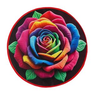 MODERNLUX Non-slip Rose Floor Mat Quick Dry Absorbent Blanket Creative 23.6 x 23.6 inches Door Gasket for Living Room Bedroom