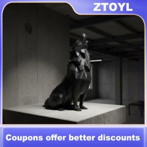 【ZTOYL】 Modern Abstract Geometric Wolf Sculpture 3D Printed Plastic Statue Office Decor Indoor & Outdoor Use