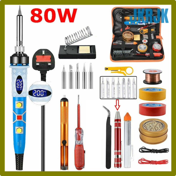 Station De Soudure 80W Avec écran LCD - Fer à Souder, Pompe à Dessouder, Pinces | Kit Complet