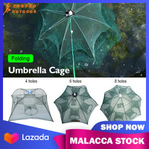 2/4/6/8/10 Holes Fish Trap Cage Nylon Automatic Catch Crab Fish Baits Trap Nylon Cast Net Shrimp Cage Foldable Fishing Net