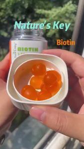 Natures Key Biotin 2500mcg Gummies With Vitamin C E B12 Zinc Sugar Free For Hair Skin & Nail Health 30 Servings