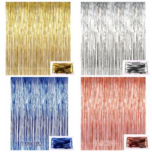 Metallic Foil Fringe Curtain Tinsel For Birthday Party Backdrop Wall Decor Wedding Valentines Day anniversary Home Supply