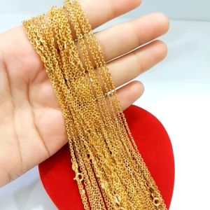 Kalung Perak Asli Silver Wanita 925 Lapis Emas Kuning Model Nori Polos - Perhiasan Perak Murni