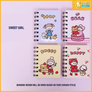BabyBoss 80 Pages A7 Roll Over Coil Note Book Cartoon Birthday Party Pack Door Gift Student Reward Buku Nota
