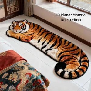 SIMPLETEN 2D Flat Tiger Bedroom Carpet Non-slip Water-absorbing Doormat Unique Lifelike Bedside Rug Home Decor