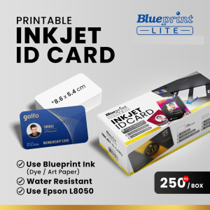 Blueprint Kartu printable inkjet Id card blueprint 8.6 x 5.4 Cm 760 micron print di Epson L8050