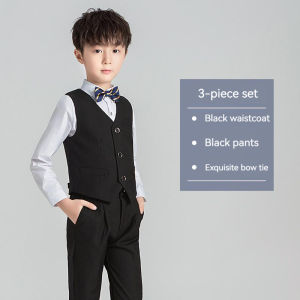 Toddler Boy Suit Black Formal Attire Kids Tuxedo Wedding Birthday Party Gentleman Outfit Blazer Pants Clothes Set Christmas Photography Costume 4-12year