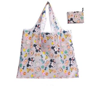 KIMSUN Foldable Portable 210D Oxford Fabric Large Capacity Eco-friendly Shopping Bags | Cartoon Flower Print Tote Pouch Eco-friendly Bags | Washable Reusable and Recyclable