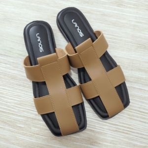LANOES Sandal Teplek Wanita Sendal Selop Busa Wanita Bahan Kulit
