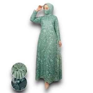 GAMIS NAJWA BUSUI/ GAMIS BRUKAT TILE MUTIARA FULL BRUKAT TILE PESTA FASHION TERBARU